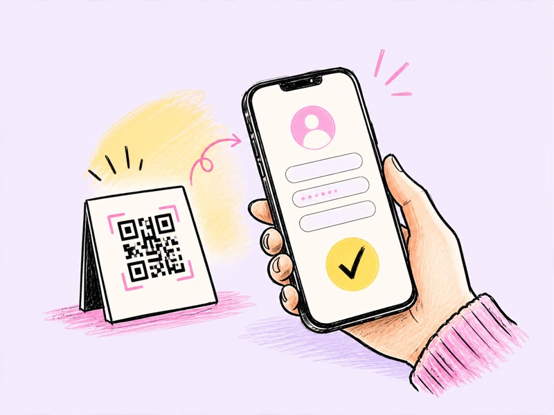 Una persona escanea un código QR y completa un registro sencillo desde el móvil